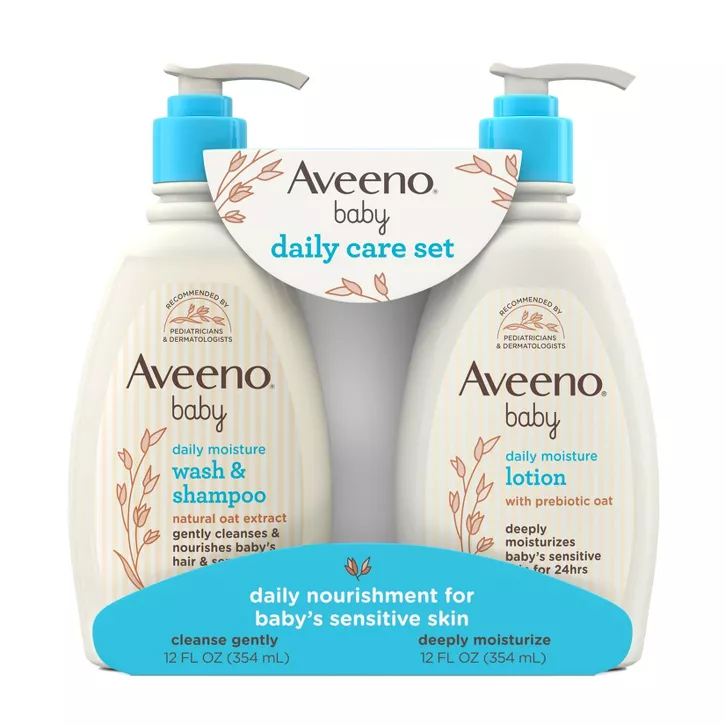 Aveeno Baby Daily Care Set (Daily Moisturizing Body Lotion & 2-in-1 Baby Bath Wash & Shampoo)
